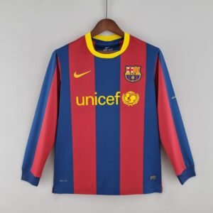 2010-2011 BARCELONA LONG SLEEVE RETRO HOME JERSEY