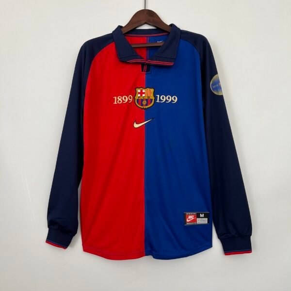 1999-2000 BARCELONA 100 ANNIVERSARY LONG SLEEVE RETRO HOME JERSEY