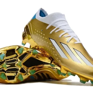 Speedportal + “Leyenda” Firm Ground Cleats - Gold Metallic/Cloud White/Pulse Blue