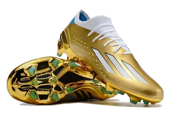 Speedportal + “Leyenda” Firm Ground Cleats - Gold Metallic/Cloud White/Pulse Blue