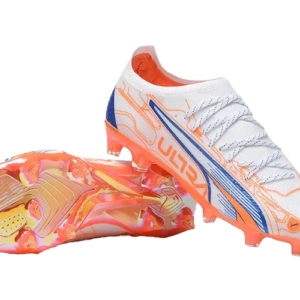 King Ultimate "Pursuit” FG Cleats - PUMA White/PUMA Black/Fast Yellow
