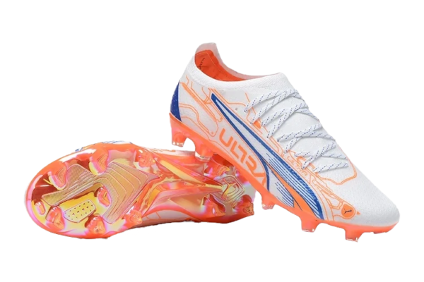 King Ultimate "Pursuit” FG Cleats - PUMA White/PUMA Black/Fast Yellow