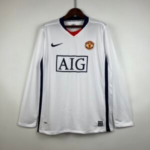 2007-2008 M-U White Long Sleeve Retro Jersey