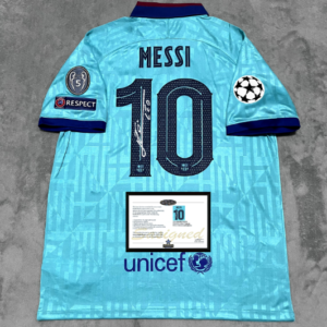 Messi Barcelona signed retro jersey
