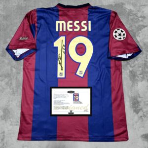 Messi Barcelona signed retro jersey