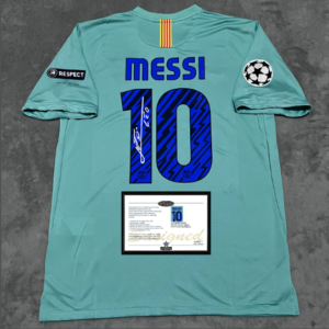 Messi Barcelona signed retro jersey