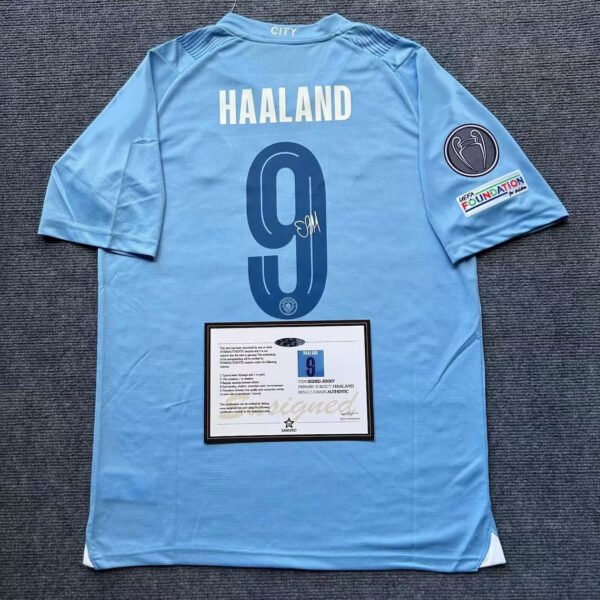 Erling Braut Haaland SIGNED Man City Home Signature Shirt/Jersey + COA - Image 2