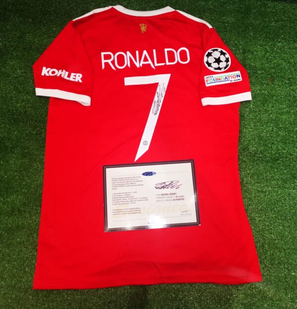 Cristiano Ronaldo SIGNED UCL Man United Home Shirt/Jersey + COA 21/22
