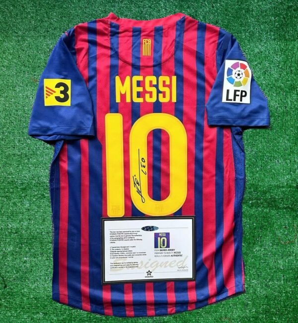 Lionel Messi SIGNED Barcelona Home 11/12 RECORD-Breaker Signature Shirt/Jersey + COA Retro