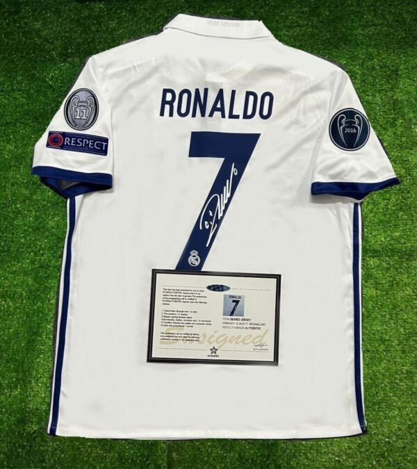Cristiano Ronaldo SIGNED Real Madrid Ucl Final 2017 Home WINNERS Signature Shirt/Jersey + COA 16/17 Retro