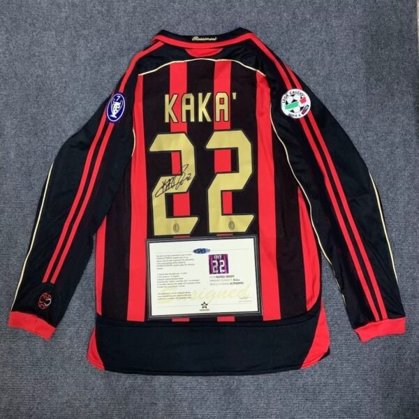 Kaka SIGNED 06/7 AC Milan Signature Shirt Jersey Retro Short Sleeves + COA - Image 2