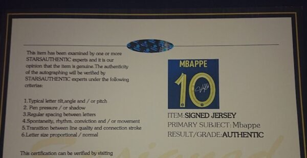 France World Cup Mbappe 10 2022 SIGNED Shirt/Jersey (Kylian Mbappe) + COA - Image 3
