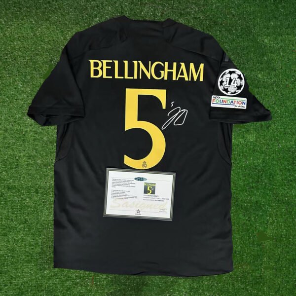 Jude Bellingham SIGNED Real Madrid THIRD Black Signature Jersey + COA 23/24