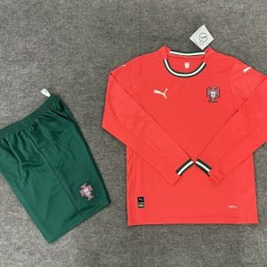 2025-2026 Portugal Long Sleeve Home Kids Jersey