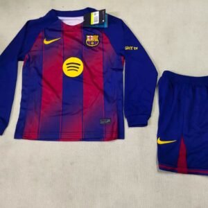 2025-2026 Barcelona Long Sleeve Home Kids Jersey