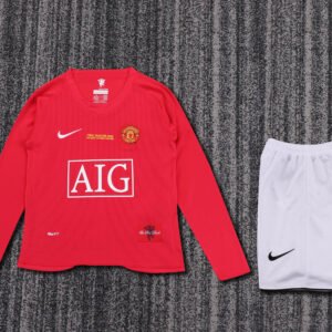 2007-2008 Manchester United Home Long Sleeve Retro Kids Jersey