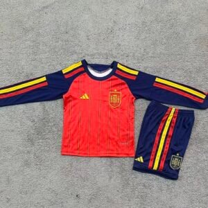 2026 Spain Home World Cup Long Sleeve Kids Jersey