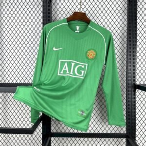 2007-2008 Manchester United goalkeeper green Long Sleeve Retro Jersey