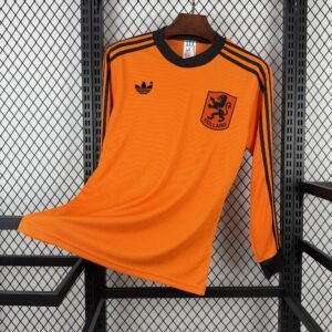 1980 Netherlands Long Sleeve Retro Home Jersey