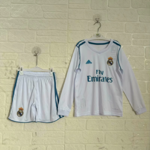 2017-2018 Real Madrid Long Sleeve Home Kids Retro Jersey